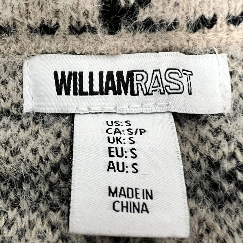 William Rast Sleeveless Collared Cardigan Beige/Black Plaid Size Small Fuzzy